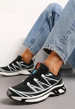 Czarne Sneakersy z Ozdobnymi Wstawkami i Ściąganą Gumką Aineri