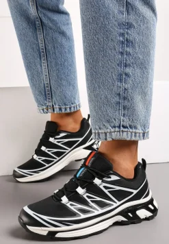Czarne Sneakersy z Ozdobnymi Wstawkami i Ściąganą Gumką Aineri