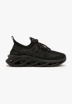 Czarne Sneakersy z Siateczki na Piankowej Podeszwie z Wycięciami Sanilova