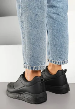 Czarne Sneakersy z Tłoczoną Cholewką Ulithrena