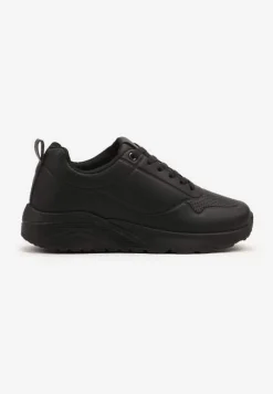 Czarne Sneakersy z Tłoczoną Cholewką Ulithrena