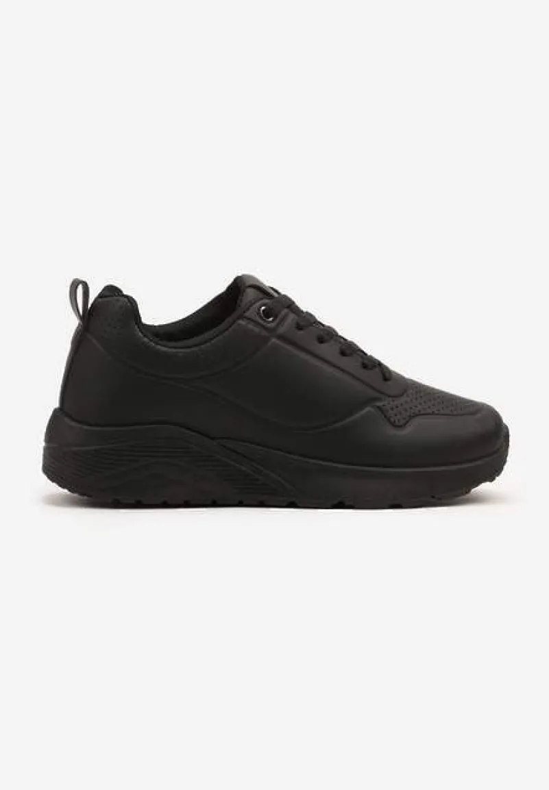 Czarne Sneakersy z Tłoczoną Cholewką Ulithrena