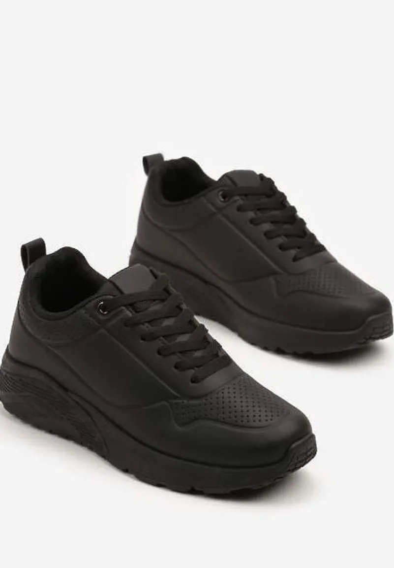 Czarne Sneakersy z Tłoczoną Cholewką Ulithrena