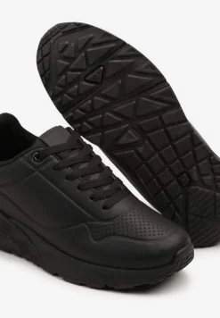 Czarne Sneakersy z Tłoczoną Cholewką Ulithrena
