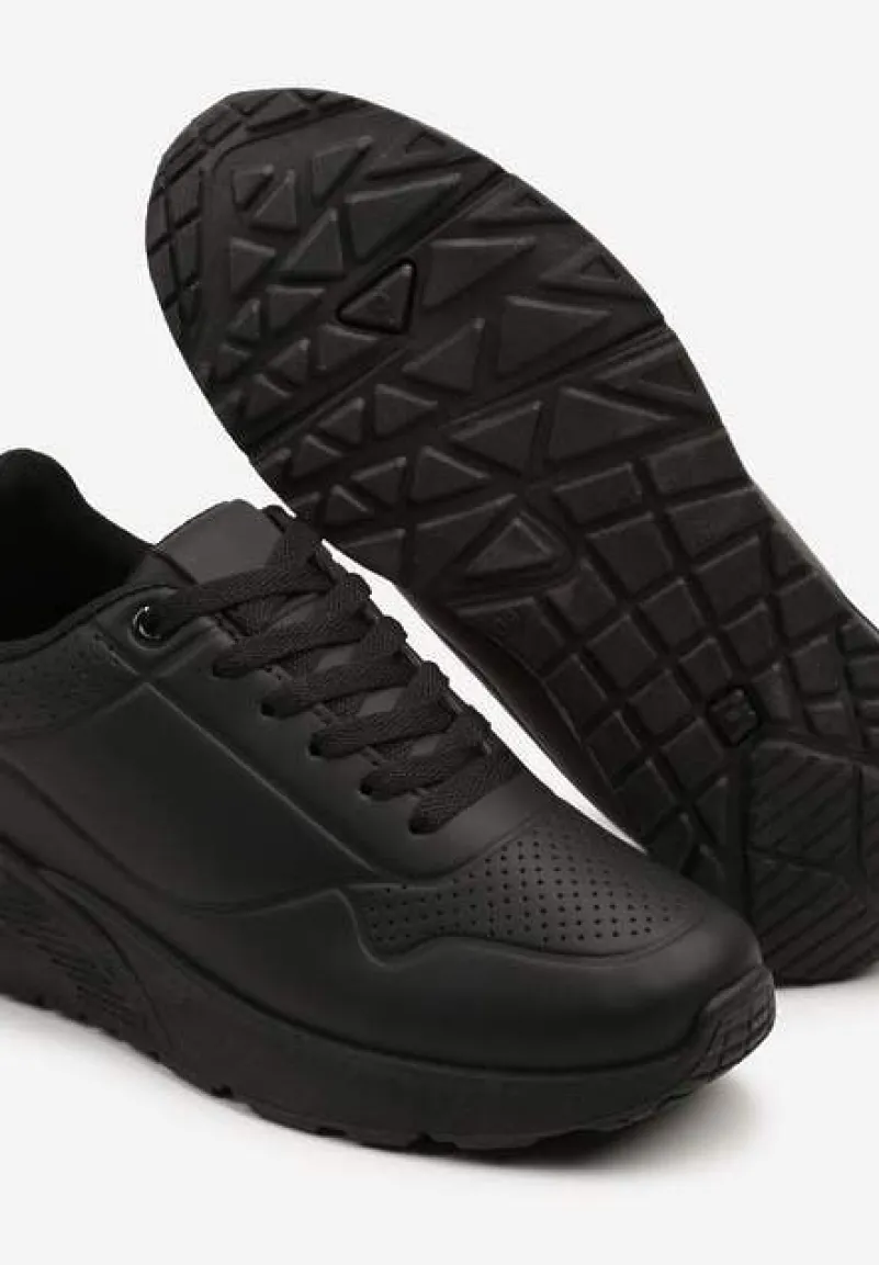 Czarne Sneakersy z Tłoczoną Cholewką Ulithrena