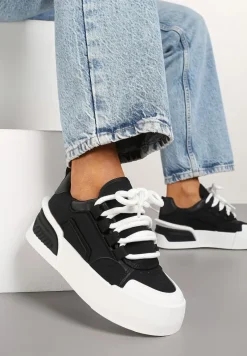 Czarne Streetwearowe Sneakersy Trampki na Platformie Danenith
