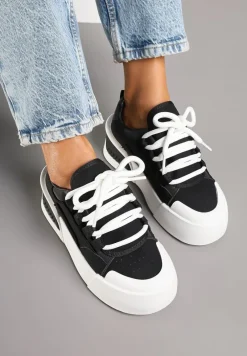 Czarne Streetwearowe Sneakersy Trampki na Platformie Danenith