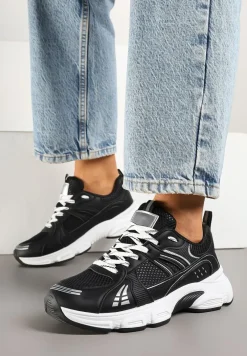 Czarne Streetwearowe Sneakersy ze Wstawkami z Siateczki Deylisse