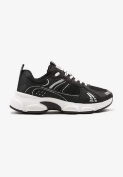 Czarne Streetwearowe Sneakersy ze Wstawkami z Siateczki Deylisse