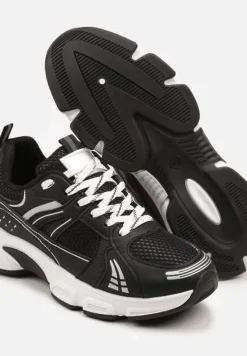 Czarne Streetwearowe Sneakersy ze Wstawkami z Siateczki Deylisse