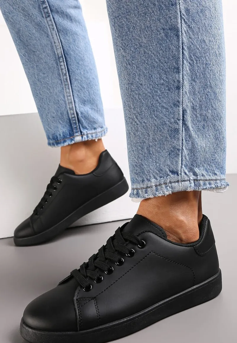 Czarne Wiązane Sneakersy z Cholewką przed Kostkę Starlee