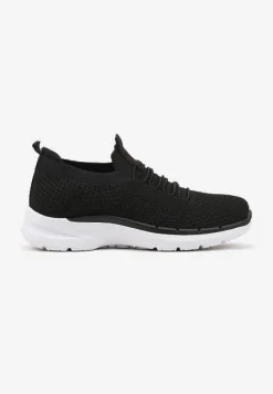 Czarne Wsuwane Buty Sportowe Sneakersy z Imitacją Sznurówek Tatanoris
