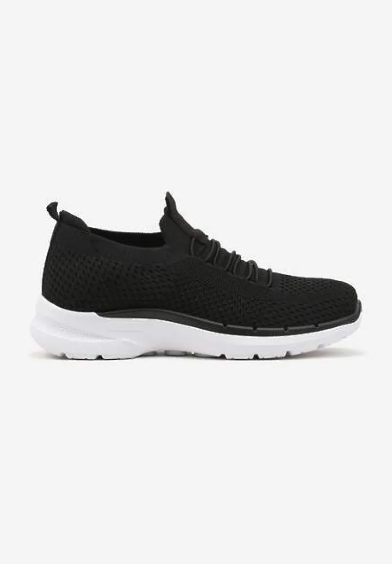 Czarne Wsuwane Buty Sportowe Sneakersy z Imitacją Sznurówek Tatanoris