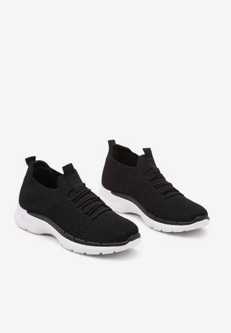 Czarne Wsuwane Buty Sportowe Sneakersy z Imitacją Sznurówek Tatanoris