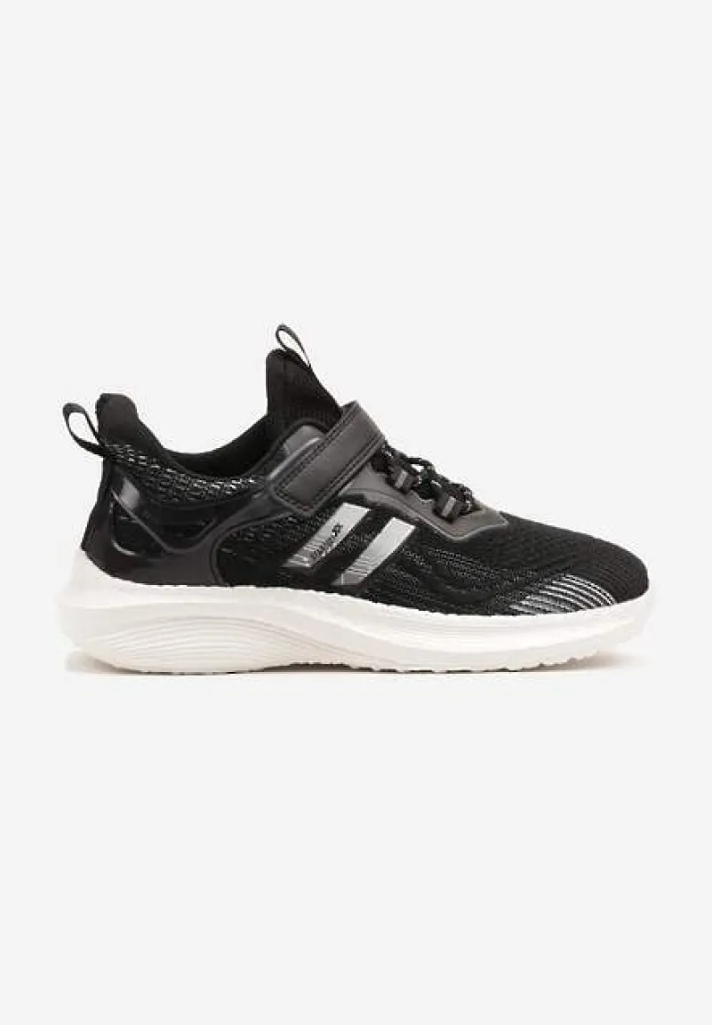 Czarno-Białe Buty Sportowe Sneakersy z Ozdobnymi Paskami Neolina