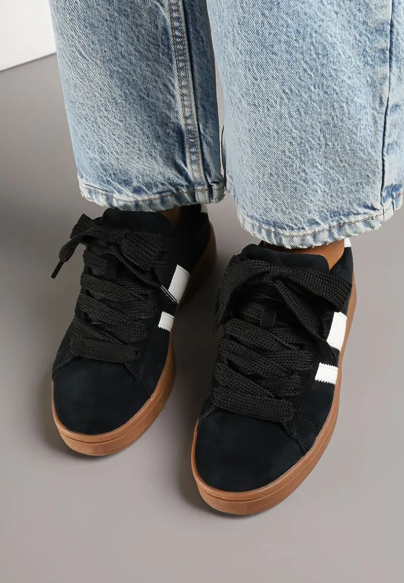 Czarno-Białe Sneakersy Typu Kultowe Tenisówki Zdobione Paskami Nevellise