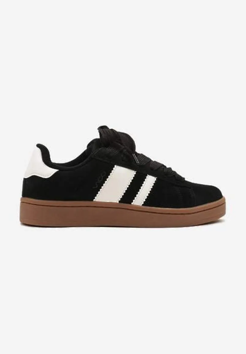 Czarno-Białe Sneakersy Typu Kultowe Tenisówki Zdobione Paskami Nevellise