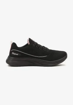 Czarno-Różowe Buty Sportowe Sneakersy Siateczkowe na Podeszwie z Pianki Rellica