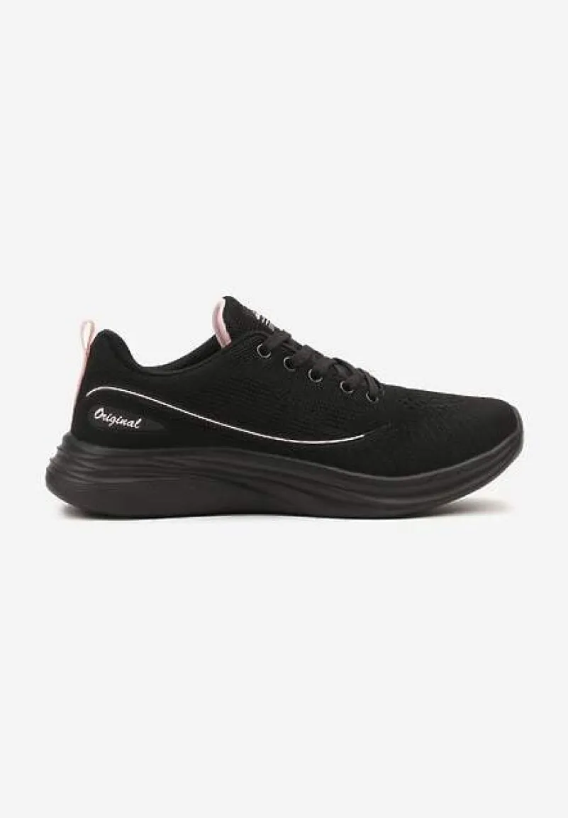 Czarno-Różowe Buty Sportowe Sneakersy Siateczkowe na Podeszwie z Pianki Rellica