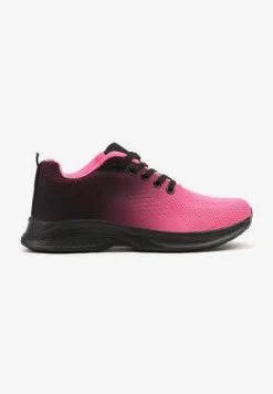 Czarno-Różowe Buty Sportowe Sneakersy z Miękką Cholewką w Stylu Ombre Alisaria
