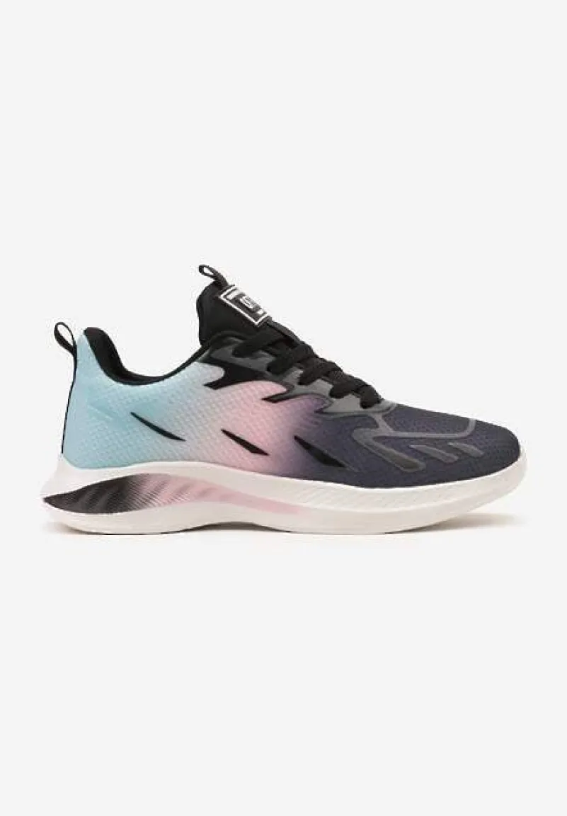 Czarno-Różowe Buty Sportowe z Kolorowym Printem Ombre Pinaria