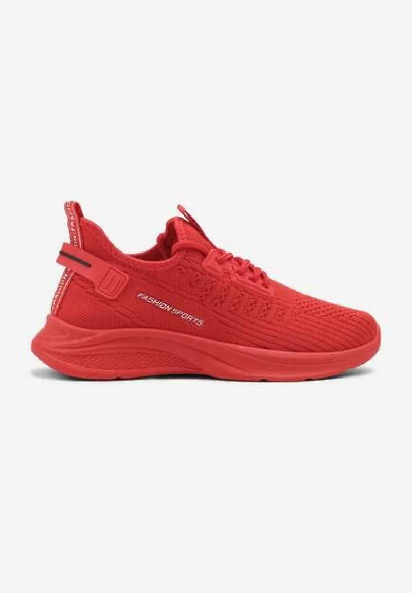 Czerwone Buty Sportowe Sneakersy Ozdobione Tłoczeniem i Napisami Odalene