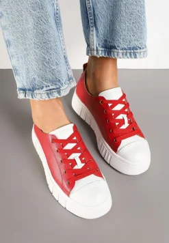 Czerwone Płaskie Sneakersy Vices ze Sznurowaniem Lorori