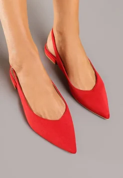 Czerwone Sandały Slingback Vices z Wkładką ze Skóry Naturalnej Annisae