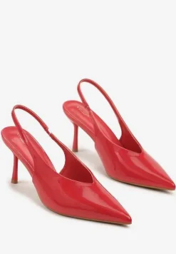 Czerwone Sandały Slingback Vices na Obcasie Typu Szpilka Tilionea