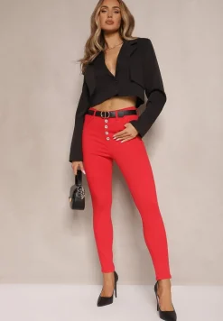 Czerwone Spodnie Skinny Winvienne
