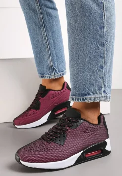 Czerwono-Czarne Sznurowane Sneakersy na Air Podeszwie Azorilda