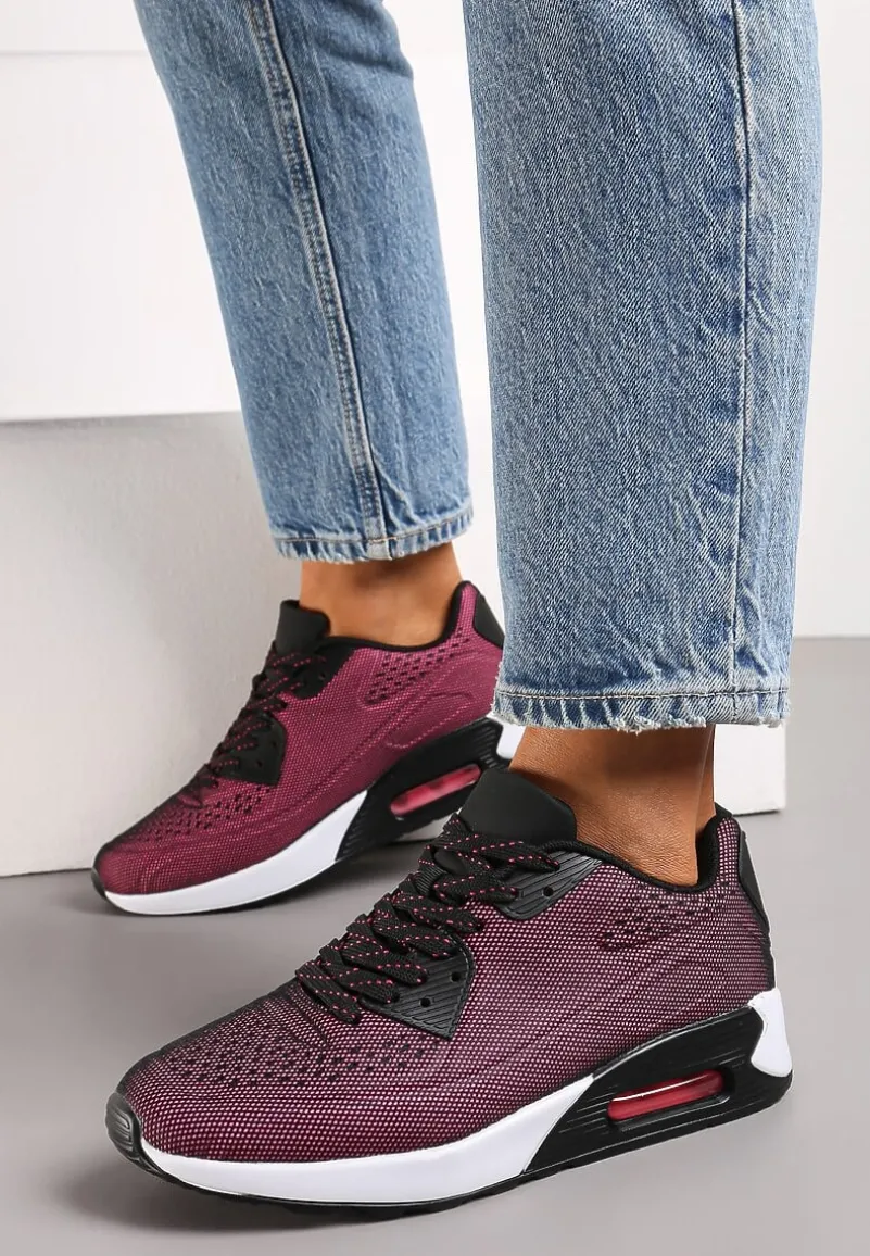Czerwono-Czarne Sznurowane Sneakersy na Air Podeszwie Azorilda