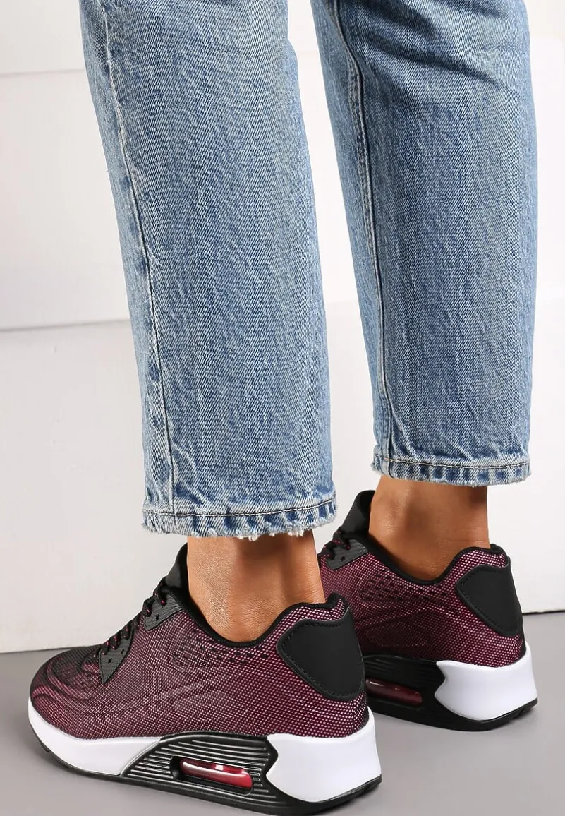 Czerwono-Czarne Sznurowane Sneakersy na Air Podeszwie Azorilda