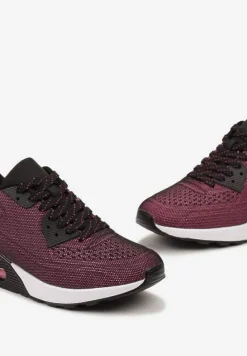 Czerwono-Czarne Sznurowane Sneakersy na Air Podeszwie Azorilda