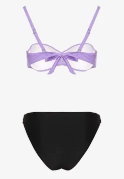 Fioletowe Bikini Majtki Figi i Biustonosz z Marszczeniem Sepiana