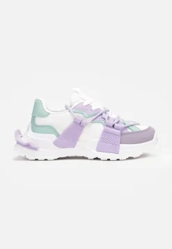 Fioletowe Sneakersy z Ozdobnym Sznurowaniem i Taśmami Larvel
