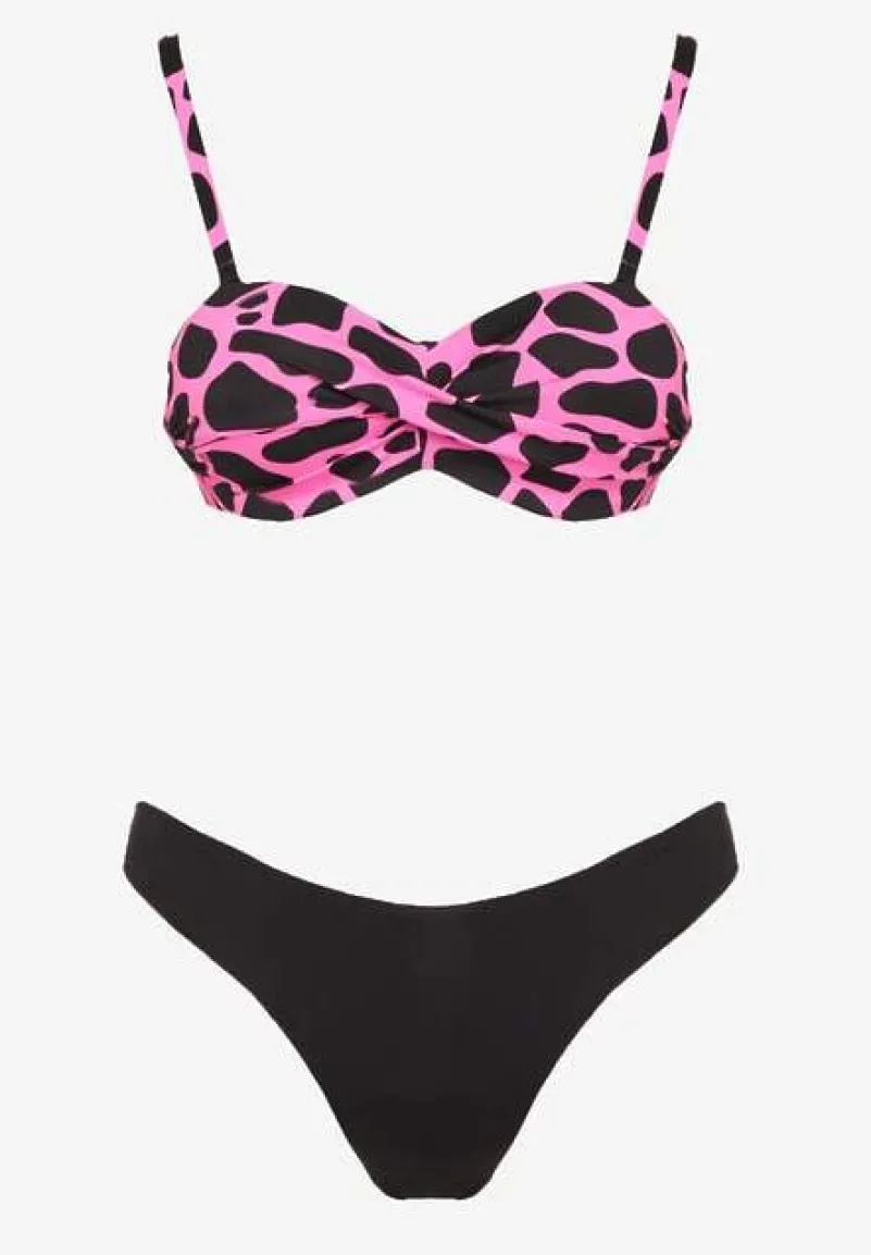 Fuksjowe Bikini 3-częściowe Biustonosz i Majtki Figi w Dwóch Wariantach Milanisse