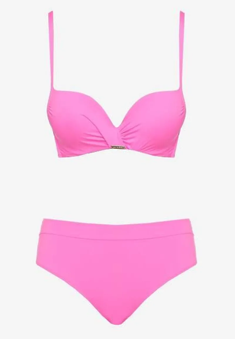 Fuksjowe Bikini Stanik Push-Up i Klasyczne Figi Pevbia