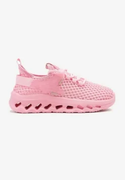 Fuksjowe Buty Sportowe Sneakersy Siateczkowe na Tłoczonej Platformie Lurilia