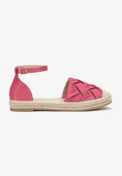 Fuksjowe Sandały Ozdobione Plecionką z Juty w Stylu Espadryli Zivena
