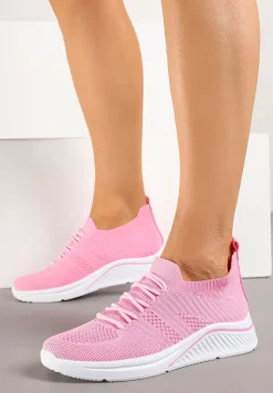 Fuksjowe Siateczkowe Buty Sportowe Sneakersy na Zdobionej Podeszwie Talloti
