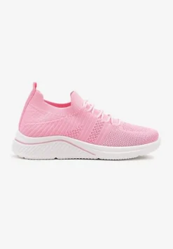 Fuksjowe Siateczkowe Buty Sportowe Sneakersy na Zdobionej Podeszwie Talloti