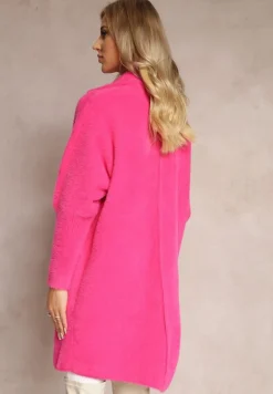 Fuksjowy Płaszcz z Bawełną Oversize Brumisia