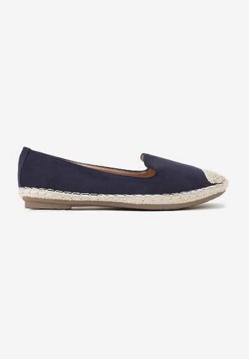 Granatowe Espadryle z Motywem Plecionki Ralomea