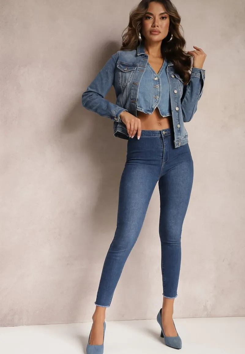 Granatowe Jeansy Skinny High Waist Vivizo