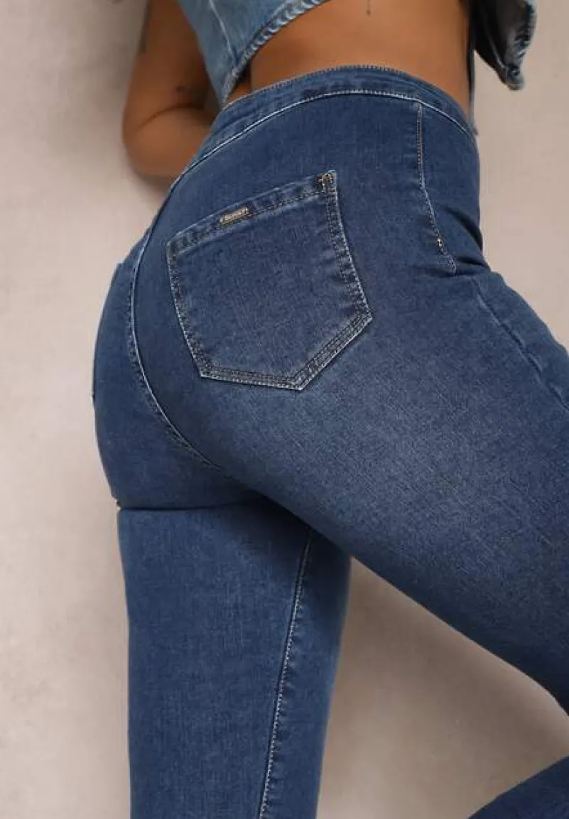 Granatowe Jeansy Skinny High Waist Vivizo