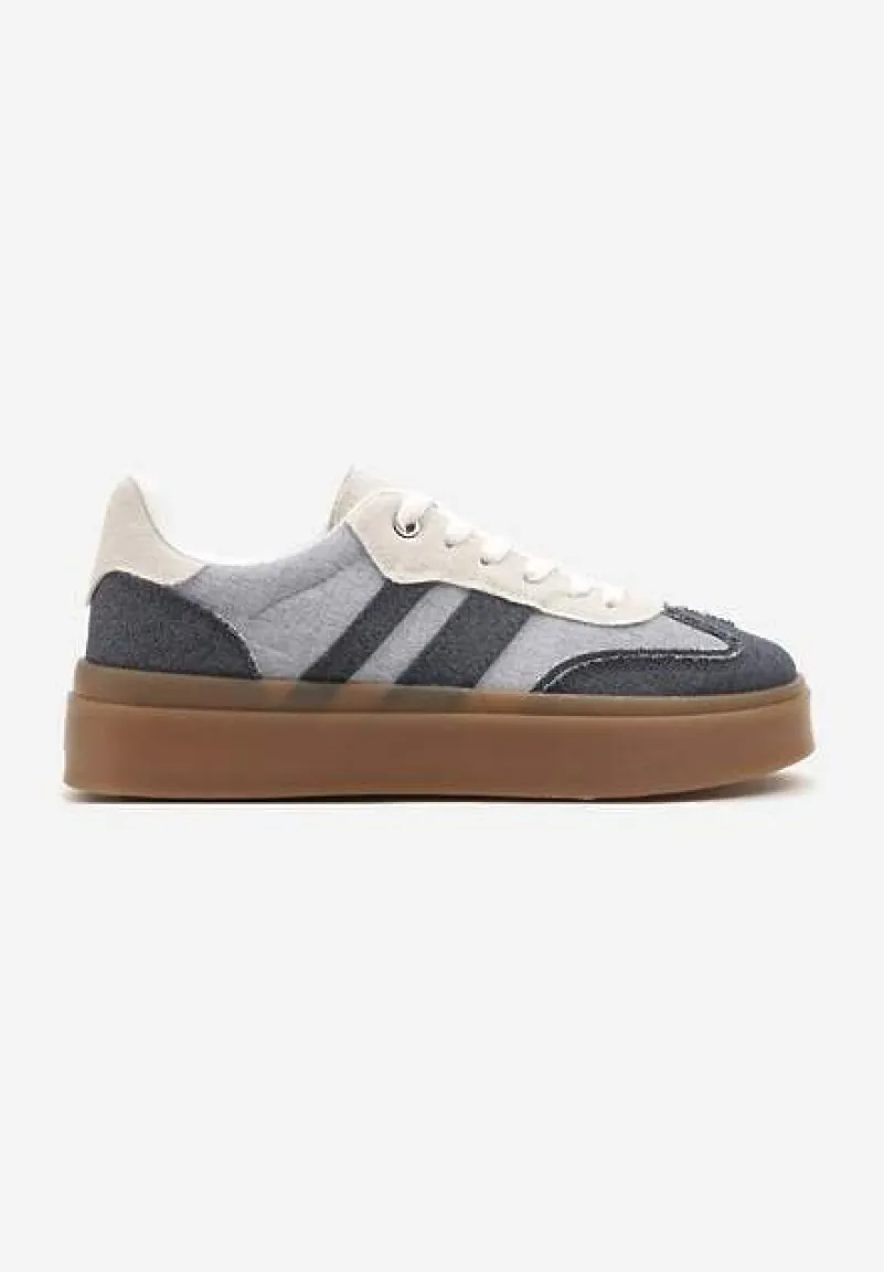 Granatowe Sneakersy Tenisówki na Kauczukowej Podeszwie Ardisora