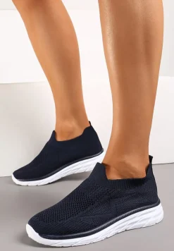 Granatowe Wsuwane Buty Sportowe z Elastyczną Cholewką Ifrana