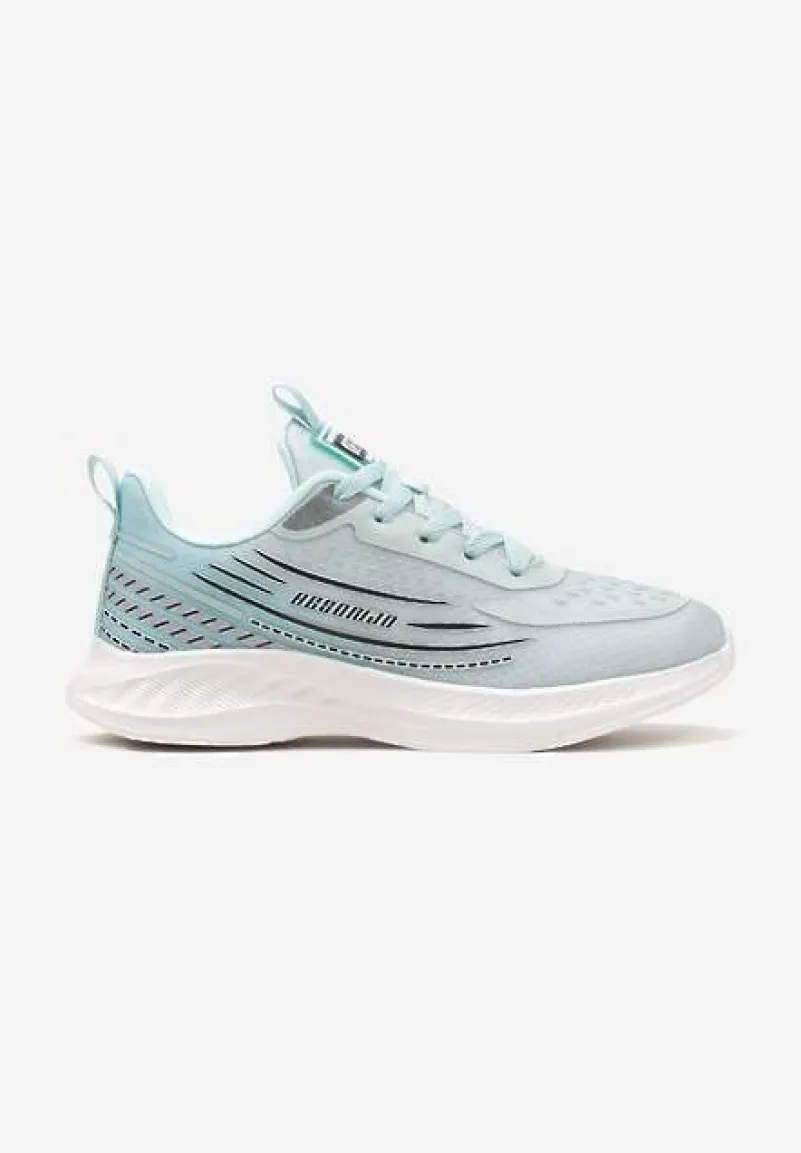Jasnoniebieskie Casualowe Buty Sportowe Sneakersy na Tłoczonej Płaskiej Podeszwie Moavette