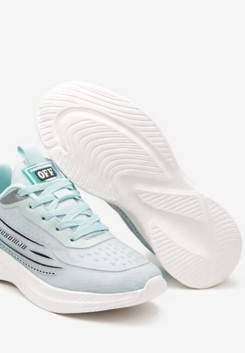 Jasnoniebieskie Casualowe Buty Sportowe Sneakersy na Tłoczonej Płaskiej Podeszwie Moavette